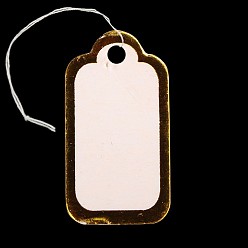 Темно-Золотистый Бирка прямоугольная , Бумажные теги для дисплея цены ювелирных изделий, с хлопком шнур, золотые, 23x12.5x0.2 мм, отверстия: 2 mm, 500 шт / пакет