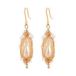 golden Baroque Pearl Earrings - Handmade Fashion Ear Drops with Vintage Charm