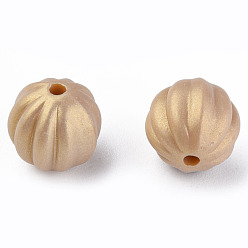 Светло-хаки Лакированные бусины из акрила , гофрированные шарики, прорезиненный стиль, круглые, светлый хаки, 11x11 мм, отверстие : 2 мм, Около 720 шт / 500 г