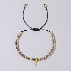 Лиловый Браслеты из стеклянных бусин в богемном стиле для женщин, крестик, сирень