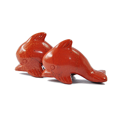 Red Jasper Natural Red Jasper Sculpture Display Decorations, for Home Office Desk, Dolphin, 38~41x17.5x26mm