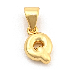 Letter Q Brass Charms, Real 18K Gold Plated, Long-Lasting Plated, Lead Free & Cadmium Free, Letter Charm, Letter Q, 10.5x7x2.5mm, Hole: 5x3.5mm