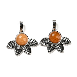 Красный Авантюрин Натуральный красный авантюрин подвески, стойки покрытие латунь лист прелести, платина, без кадмия и без свинца, 22x27x7 мм, отверстие : 8x5 мм