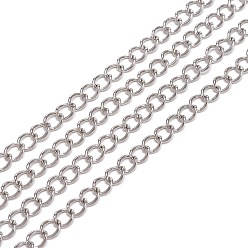 Platinum Iron Twisted Chains, Unwelded, with Spool, Oval, Platinum, 11x8x1.4mm, about 164.04 Feet(50m)/roll