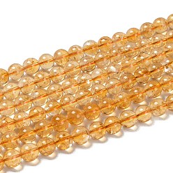 Citrine Natural Citrine Beads Strands, Round, 8mm, Hole: 1mm, about 50pcs/strand, 15.5 inch