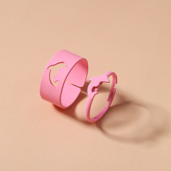 Dolphin Romantic Pink Hollow Dolphin Animal Ring Set for Couples - Stackable, Unique Design