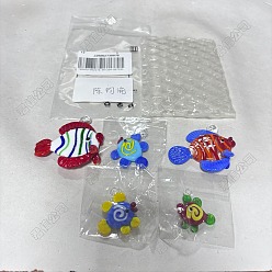 (52) Непрозрачная лаванда 5 шт 5 цвета подвески лэмпворк ручной работы, тропических рыб, разноцветные, 34~45x33~50x9.5~16 мм, отверстие : 2~3 мм