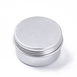 Platinum Round Aluminium Tin Cans, Aluminium Jar, Storage Containers for Cosmetic, Candles, Candies, with Screw Top Lid, Platinum, 5x2.6cm