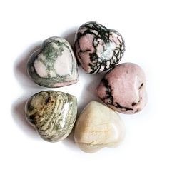 Rhodonite Natural Rhodonite Healing Stones, Heart Love Stones, Pocket Palm Stones for Reiki Ealancing, 15x15x10mm