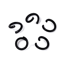 Черный Открытые прыжковые кольца из окрашенного распылением железа, чёрные, 18 датчик, 6~6.5x1 мм, внутренний диаметр: 4~4.5 мм, Около 11111 шт / 1000 г