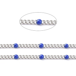 Royal Blue 304 Stainless Steel Enamel Curb Chains, with Spool, Soldered, Faceted, Royal Blue, 2.5x2x0.8mm, 32.80Feet/roll(10m/roll)