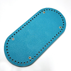 Dark Turquoise PU Leahter Knitting Crochet Bags Bottom, Oval, Bag Shaper Base Replacement Accessaries, Dark Turquoise, 25x12cm, Hole: 5mm