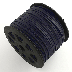 Midnight Blue Faux Suede Cord, Faux Suede Lace, with Imitation Leather, Midnight Blue, 3x1mm, 100yards/roll(300 feet/roll)