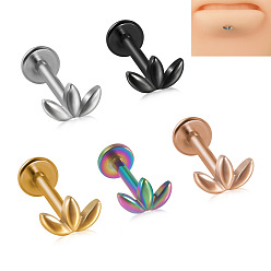 Розовое Золото 304 лабреты из нержавеющей стали с внутренней резьбой, 3 конские глаза, розовое золото , 8 мм, штифты : 1.2 мм