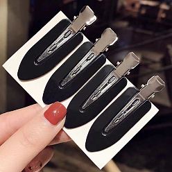 Black Leaf Shape Acrylic Traceless Alligator Hair Clips, with Alloy Findings, Hair Accessories for Girls, Black, 65mm