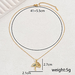 Золотой Роскошное латунное ожерелье с подвеской в виде цветного кубического циркония в виде листа гинкго, повседневный аксессуар для вечеринок, золотые, 16.14 дюйм (41 см)