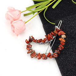 Красный Камень Заколки для волос из сплава, с красной яшмой, аксессуары для волос для женщин и девочек, луна, 57x45 мм