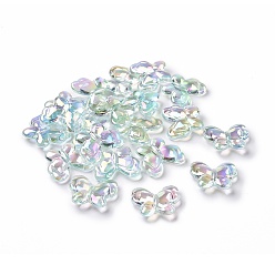 Medium Aquamarine UV Plating Rainbow Iridescent Acrylic Beads, Butterfly, Medium Aquamarine, 23x19.5x6mm, Hole: 2mm
