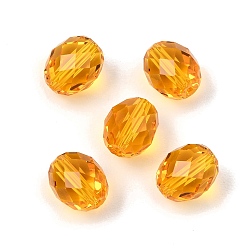Naranja K 9 cuentas de vidrio, imitación de vidrio cuentas de cristal austriaco, oval, facetados, naranja, 8x6 mm, agujero: 1.2~1.4 mm