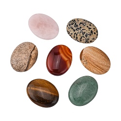Смешанные камни Натуральные и синтетические смешанные каменные кабошоны, овальные, , 40x30x8 мм