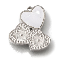 Нержавеющая Сталь Цвет 304 шармы для ручной полировки из нержавеющей стали, с белым акрилом, сердце, цвет нержавеющей стали, 15x13.5x2 мм, отверстие : 1 мм