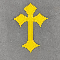 Yellow Cross Shape Computerized Embroidery Cloth Iron on/Sew on Patches, Costume Accessories, Yellow, 105x70mm