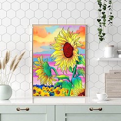 Colorful Sunflower DIY Natural Scenery Pattern 5D Diamond Painting Kits, Colorful, 400x300mm
