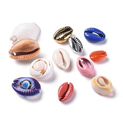 Mixed Color Natural Cowrie Shell Beads, No Hole/Undrilled, Mixed Style, Mixed Color, 13.5~28.5x8~18x5~13.5mm