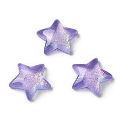 Medium Purple K9 Glass Cabochons, with Glitter Powder, Star, Medium Purple, 10x10.5x3mm