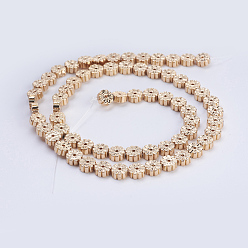 Light Gold Plated Electroplate Non-magnetic Synthetic Hematite Beads Strands, Flower, Light Gold Plated, 6x2mm, Hole: 1mm, about 66pcs/strand, 15.9 inch(40.5cm)