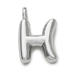 Letter H Латунные подвески, долговечный, стойки покрытие, без кадмия и без свинца, платина, Письмо ч, 15.5x10x4.5 мм, отверстие : 2.5 мм