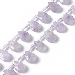Lepidolite Natural Lepidolite Beads Strands, Top Drilled Beads, Faceted, Teardrop,  12x8x4mm, Hole: 0.7mm, about 32pcs/strand, 15.08~15.24 inch(38.3~38.7cm)