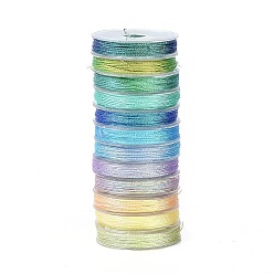 Blue 12 Rolls 12 Colors 6-Ply PET Polyester Cord, for Jewelry Making, Blue, 0.4mm, about 18~20m/roll, 1 roll/color