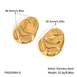 Настоящее золото 18K Овальные серьги-гвоздики из нержавеющей стали, сложить очарование, реальный 18 k позолоченный