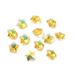 Gold Glass Charms, Faceted Star, Gold, 13x13.5x7mm, Hole: 1.2mm