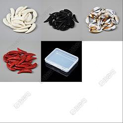 Mixed Color 40Pcs 4 Colors Acrylic Pendants, Wolf Tooth Shape Charms, Mixed Color, 45x14x8mm, Hole: 2mm, 10pcs/color