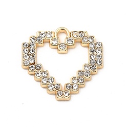 Light Gold Подвески из сплава со стразами, сердце прелести, золотой свет, 16.5x17.5x2 мм, отверстие : 1.6 мм