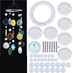 White Wind Chime Making Kit, Including Silicone Pendant Mold, Beads, Crystal Thread, White, 195x145x17mm