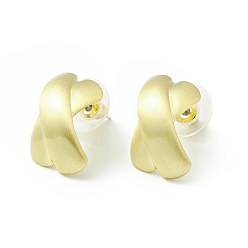 Golden Alloy Criss Cross Stud Earrings with 925 Sterling Silver Pins for Women, Golden, 19x12x6mm, Pin: 0.7mm