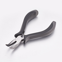 Stainless Steel Color 45# Carbon Steel Jewelry Pliers, Bent Nose Pliers, Polishing, Gray, Stainless Steel Color, 13x7.7x1.7cm