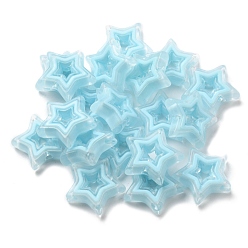 Pale Turquoise Acrylic Beads, Bead in Bead, Star, Pale Turquoise, 21.5x22x6mm, Hole: 3mm, about 280pcs/500g