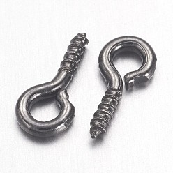 Gunmetal Iron Screw Eye Pin Peg Bails, For Half Drilled Beads, Gunmetal, 8x4x1mm, Hole: 2mm