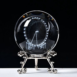 Ferris Wheel Вырезание хрустального шара, украшение стеклянной сферы, с подставкой из платинового сплава, прозрачные, колесо обозрения, 60 мм