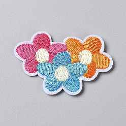 Colorful Computerized Embroidery Cloth Iron on/Sew on Patches, Costume Accessories, Appliques, Flower, Colorful, 33x50x1.8mm