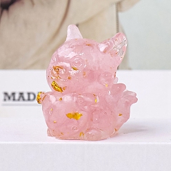 Розовый Кварц Украшение дисплея скульптуры из натурального розового кварца, или украшение рабочего стола домашнего офиса, лиса, 35x40 мм