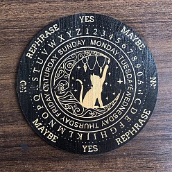 Cat Shape Деревянная маятниковая доска, деревянная гадальная доска для биолокации, для колдовства принадлежности для викканского алтаря, плоско-круглые, форма кошки, 150 мм