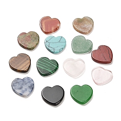 Mixed Stone Natural & Synthetic Mixed Gemstone Cabochons, Heart, 14x14x1.5~2mm