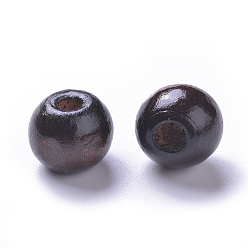 Coconut Brown Dyed Natural Wood Beads, Round, Lead Free, Coconut Brown, 6x4~5mm, Hole: 2mm, about 13600pcs/1000g