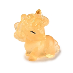 Оранжевый Светящиеся в темноте скульптуры из смолы витринные украшения, для украшения рабочего стола домашнего офиса, единорог, оранжевые, 32x35 мм