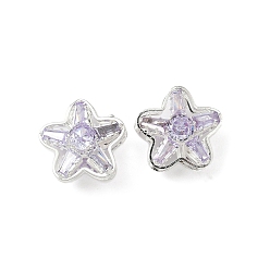 лаванда Латунные микро проложить кубического циркония бусы, цветок, серебряные, лаванда, 15.5x16x10.5 мм, отверстие : 1.2 мм